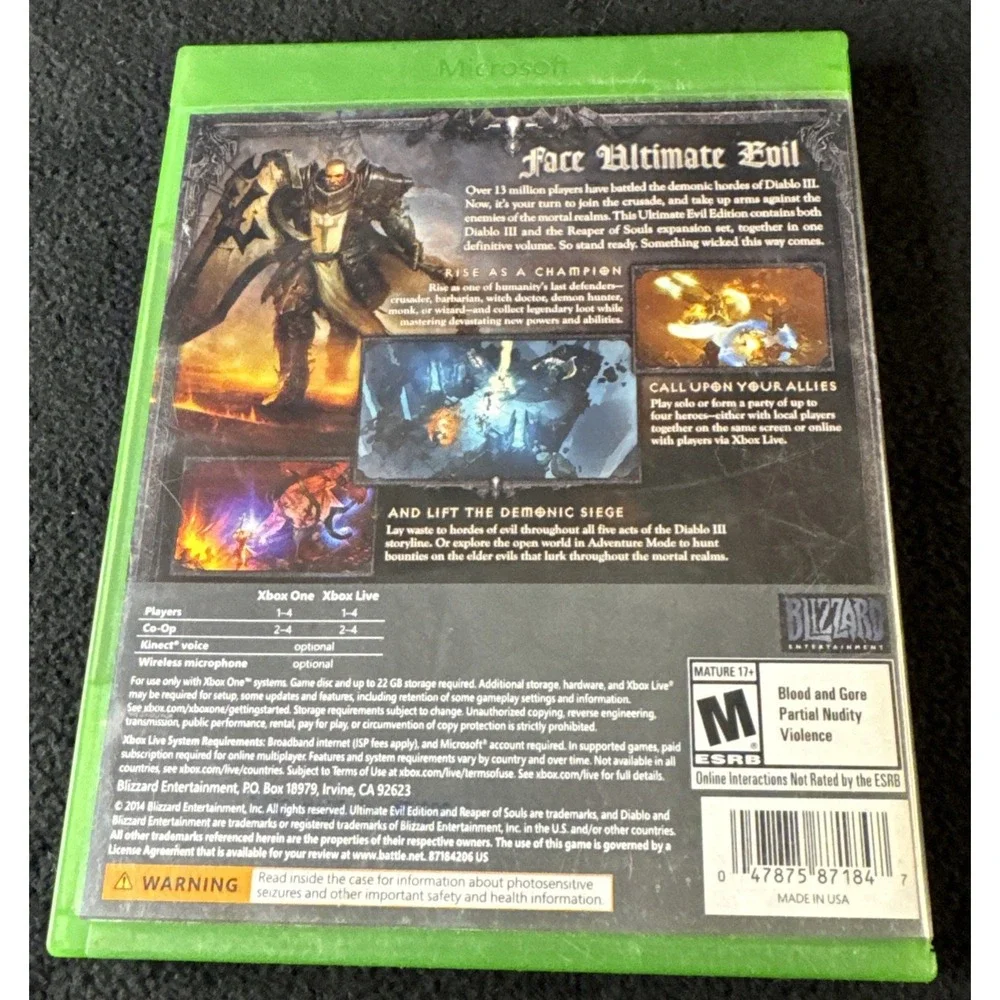 Diablo III: Reaper of Souls -- Ultimate Evil Edition (Microsoft Xbox One, 2014)